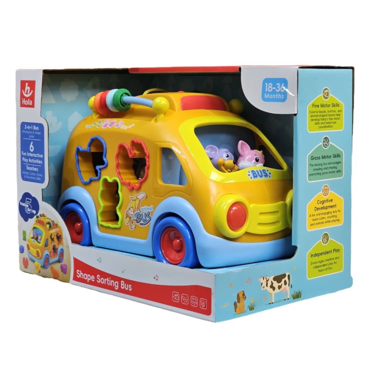 اسباب بازی آموزشی مدل Happy Bus به همراه عروسك مافین